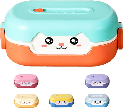 Cute Bento Box, with Cutlery Set Portable Lunch Box, 700ML Leak-proof 2 Compartment Lunch Container, Reusable Snack Box, Microwave/Dishwasher/Freezer Safe, BPA Free, Snack Container (Purple)