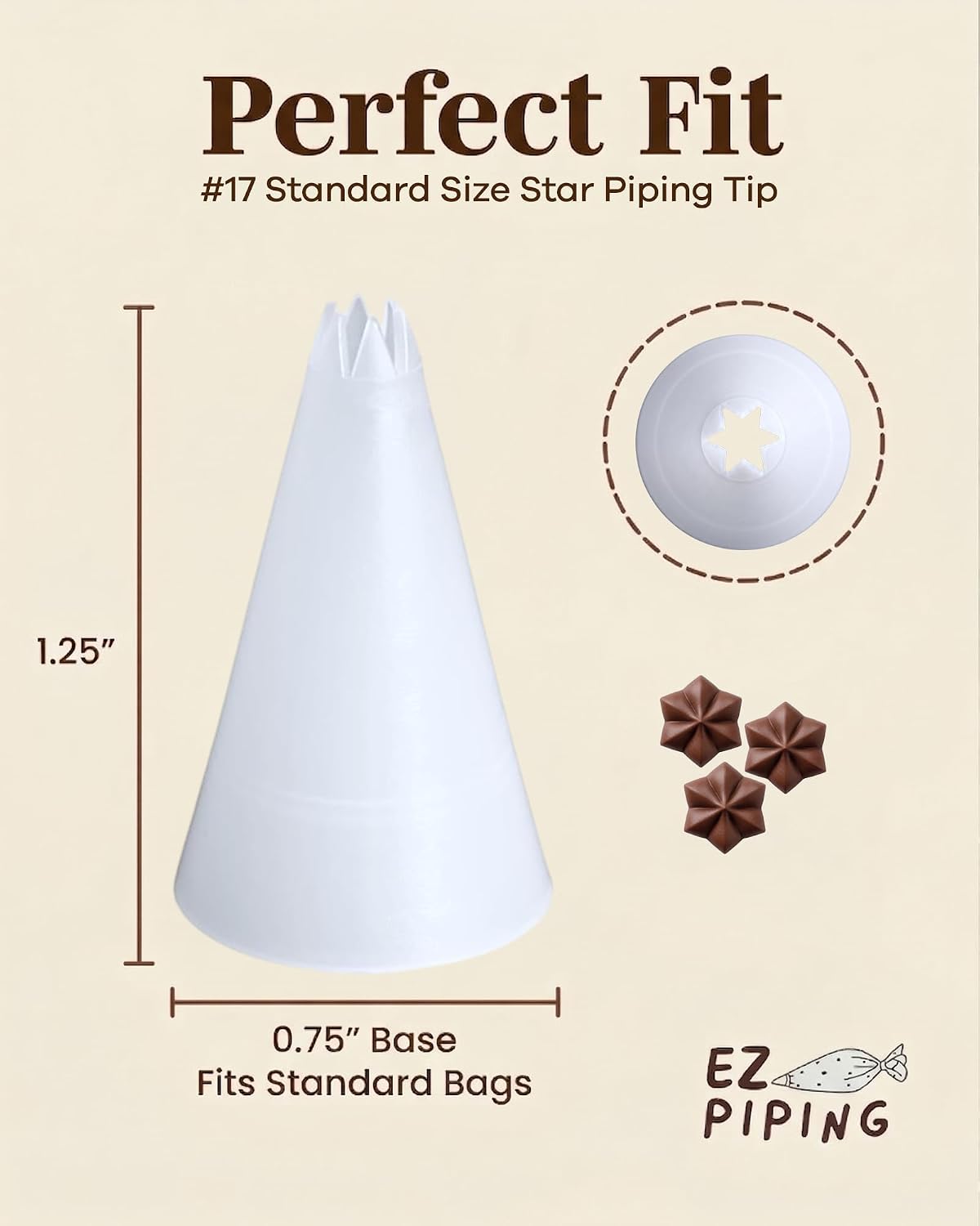 Reusable Plastic Piping Tips, Nozzles Standard Size Star Tip #20