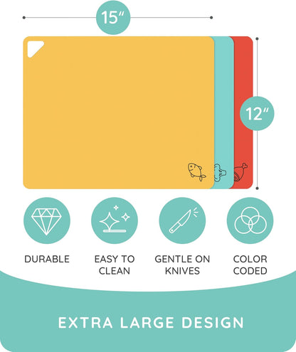 Cutting Boards for Kitchen, Plastic Cutting Board, Dishwasher Safe Cutting Boards with Juice Grooves for Meat, Veggies, Fruits, Easy Grip Handle, Serveware Accessories (Gray)