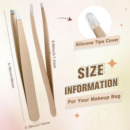 Mudder 12 Pcs Eyebrow Tweezers Set for Facial Hair Stainless Steel Slanted Tip Tweezers in Bulk for Men and Women(Silver)