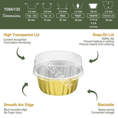 7.7" Round Aluminum Foil Containers with Lids (5 Pack) – Heavy Duty Disposable Takeout Pans for Meal Prep, Pasta, Casserole, Food Storage & Catering, 48oz