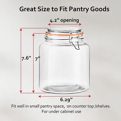 1 Gallon Glass Jars, Wide Mouth Airtight Lids, Food Storage 2 Pack