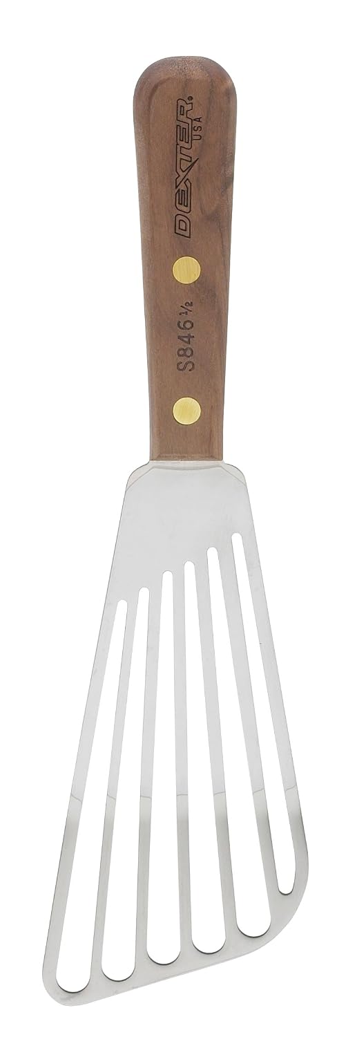 HIC Kitchen-Russell Walnut Slotted Fish Turner, 6.5-Inch, Stainless Steel