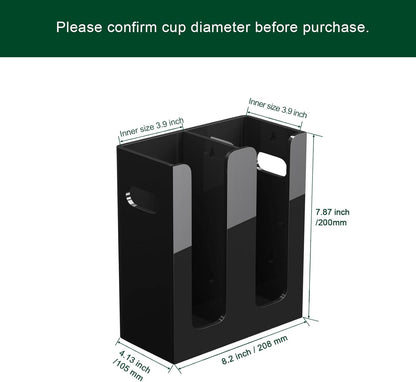Disposable Coffee Cup Dispenser with Handles, Countertop or Wall Mount Hot/Cold Drink Cup and Lid Holder - Bathroom/Kitchen/Office Acrylic Cup Lid Storage Organizer (1 Compartment, Clear)