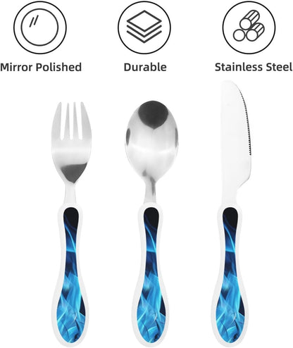 3-Piece Kids Silverware Set With Storage Case, Stainless Steel Reusable Children Safe Knife Spoon Fork Set Ballroom Dance Children Flatware Set For Kids Lunch Box