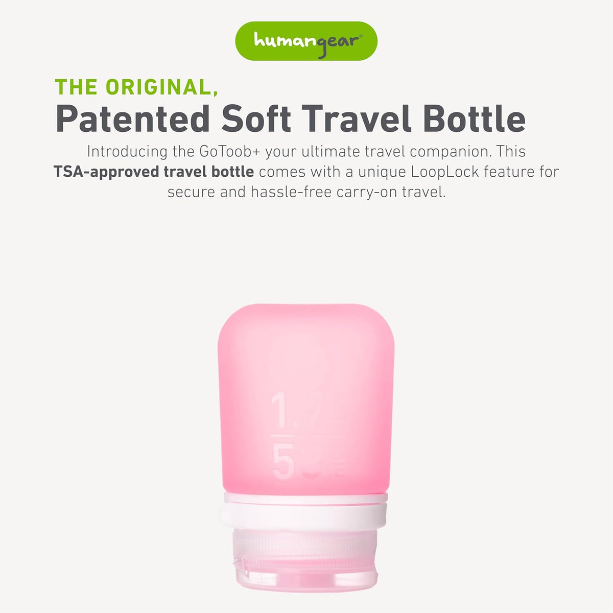 humangear GoToob+ (XL) | Refillable Silicone Travel Bottle | Locking Lid | Food-Safe Material | Blue, XL (6 fl.oz.; 177ml)