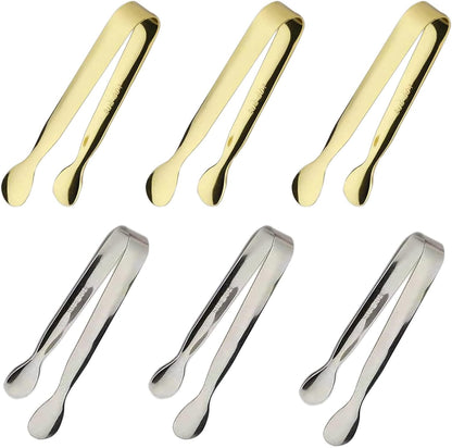 Ice Tongs Mini Sugar Tongs 4.25Inch Stainless Steel Kitchen Utensils Set,Small Serving Tong and Tiny Kitchen Tong for Appetizers,Tea Party, Coffee Bar, Desserts by Sunenlyst (Silver)
