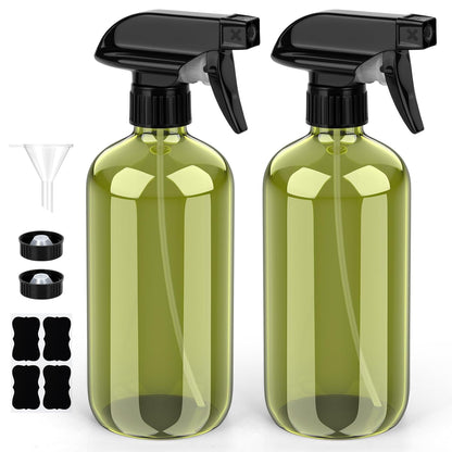 Bontip Glass Spray Bottle 16 oz for Cleaning, Plants (2 Pack, Amber)
