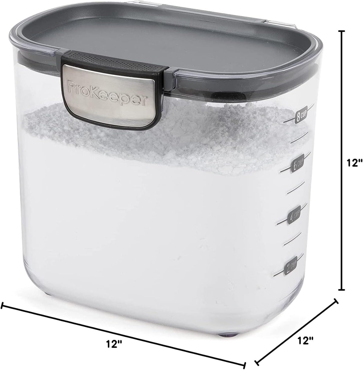 Progressive International ProKeeper+ Clear Plastic Airtight Food Baker's Kitchen Storage Organization Container Canister Set with Magnetic Accessories, 2- Piece Set (Flour 4-Quart)