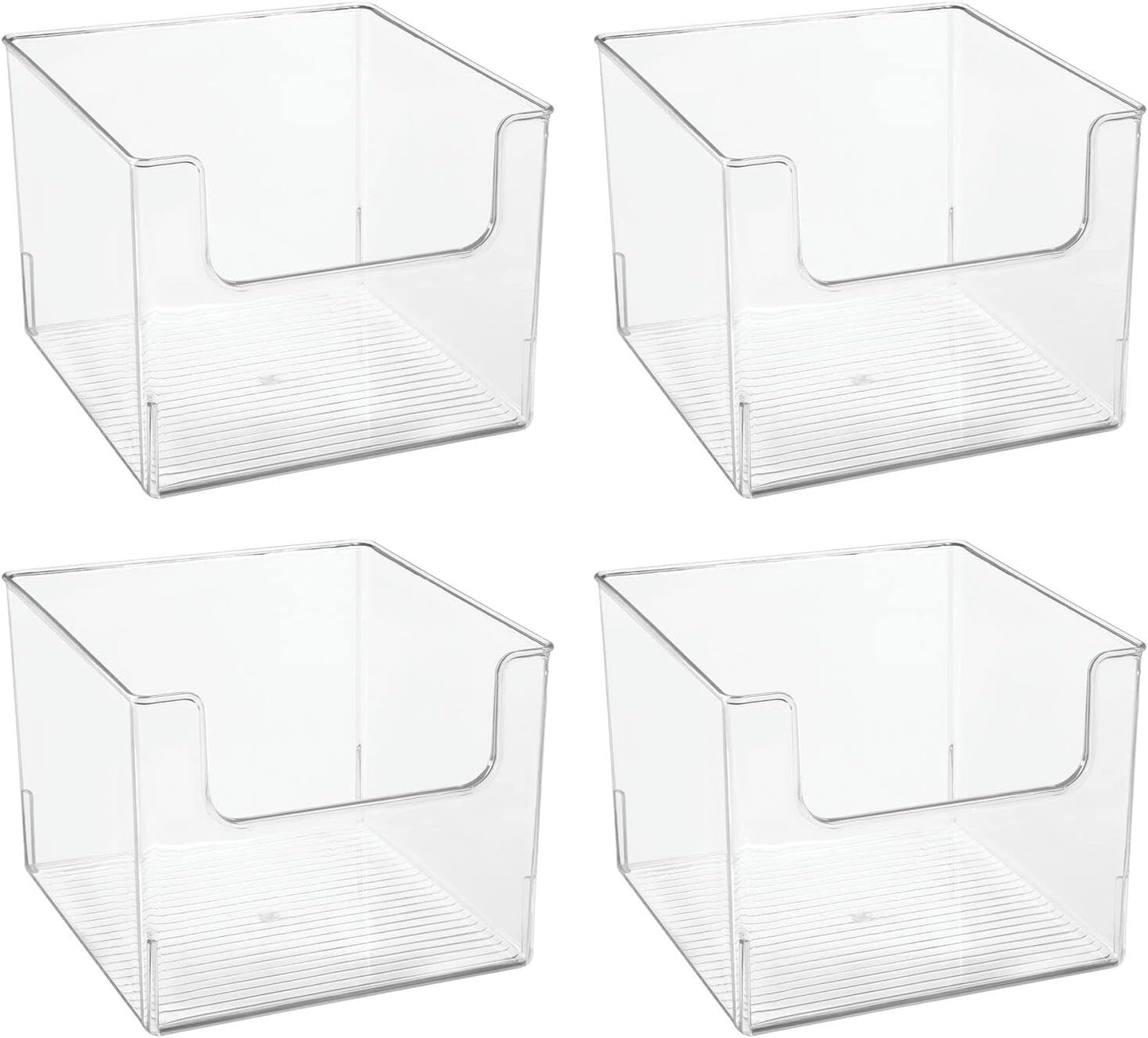 mDesign Set of 4 Storage Trays Open Top Kitchen Tray for Food Storage Made of Plastic Ideal in The Kitchen Cupboards or as Fridge Boxes 25.4 cm x 25.4 cm x 19.7 cm Clear