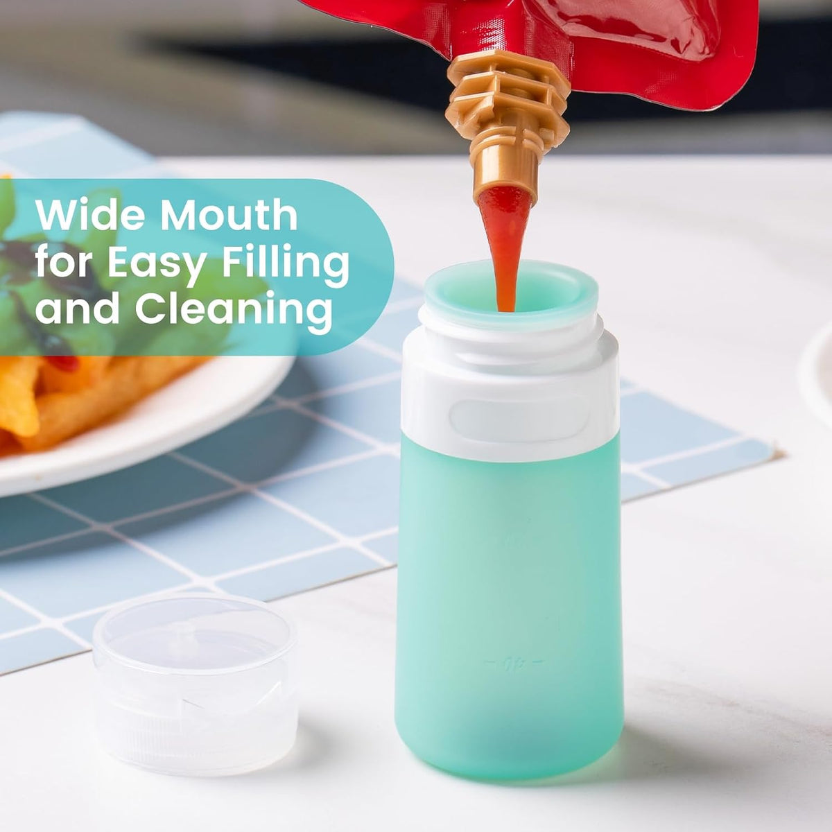MICEBAY 2 oz Condiment Squeeze Bottles, Leakproof Salad Dressing Container