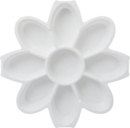 KOLORAE Flower Snack Serving Tray - 9 Compartment Party Platter with Dressing Cup for Chips and Dip, Fruits and Veggies - Game Day & Summer Entertaining Tray