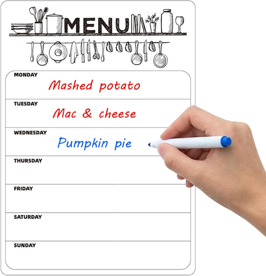Magnetic Weekly Planner for Fridge 16.5x11.7 Inch Dry Erase Meal Planner Board Reusable Menu Board for Kitchen Office Notes or Daily Reminders