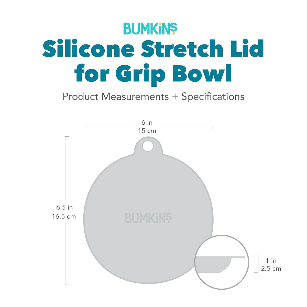 Bumkins Baby Bowl, Silicone Suction, for Babies, Toddlers and Kids, Baby Led Weaning, Feeding Essentials, Platinum Silicone, Non Skid Sticky Bottom, Supplies for Children Ages 6 Months Up, Gray