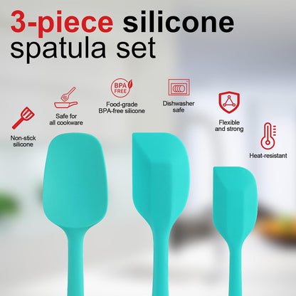 Silicone Spatula Set - Rubber Spatula - 600°F Heat Resistant Baking Spoon & Spatulas(Dark Grey)