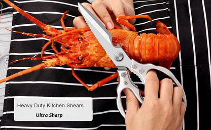 Heavy Duty Sharp Kitchen Scissors, Dishwasher Safe, Cooking Shears for Meat, Chicken, Fish, Poultry, Herb, Bread (Red)