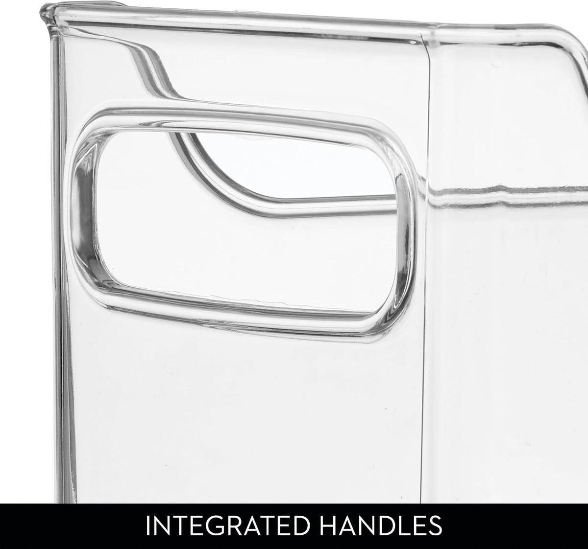 iDesign Stackable Plastic Pantry Bin with Handles, Set of 2, Clear | For Cabinets or Fridge, Made in USA