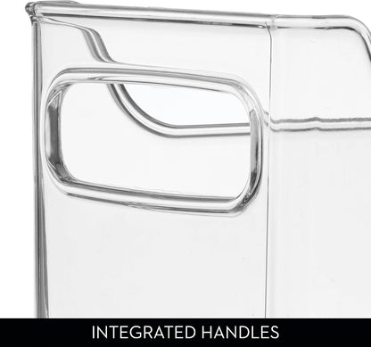 iDesign Stackable Plastic Pantry Bin with Handles, Set of 2, Clear | For Cabinets or Fridge, Made in USA
