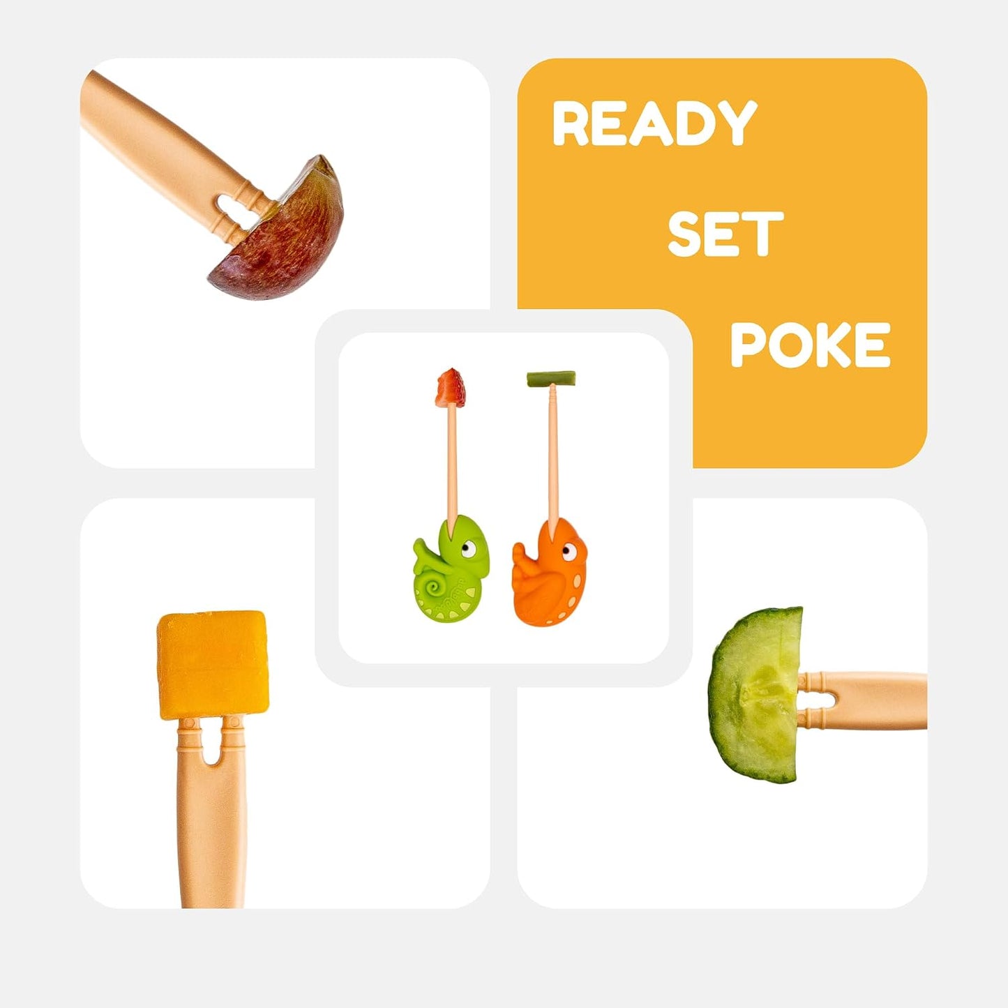 Food Picks for Kids – Kids Food Picks for Lunchbox, Self Feeding Utensils for Picky Eaters, Feeding Therapy Tools, BPA Free, Animal Design (3-Pack)