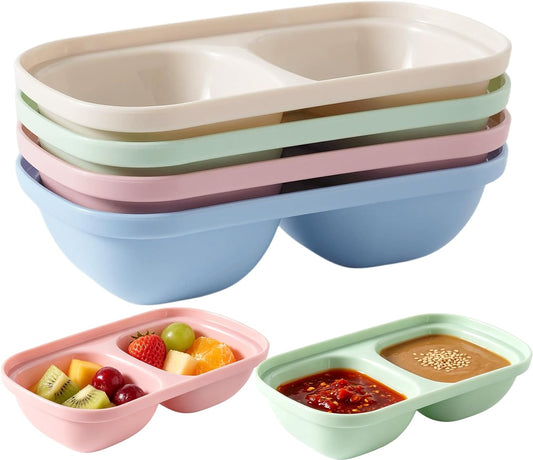 4 Piece Dipping Bowls Set, Small Spice Bowls for Sauce, Soy Sauce Dishes for Sushi, Dessert & Snack Portion Control, Dishwasher Safe Prep Bowls for BBQ Baking, 60ml (2 oz), PP Plastic, Pink