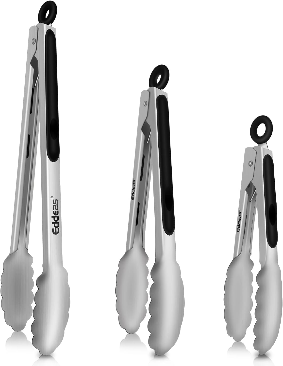 Eddeas Kitchen Tweezers Tongs, Cooking Tweezers Stainless Steel - 3 Size 12'' 10'' & 8 inch Ideal for Meat, pasta, plating and pinching delicate small pieces of food, Set of 3