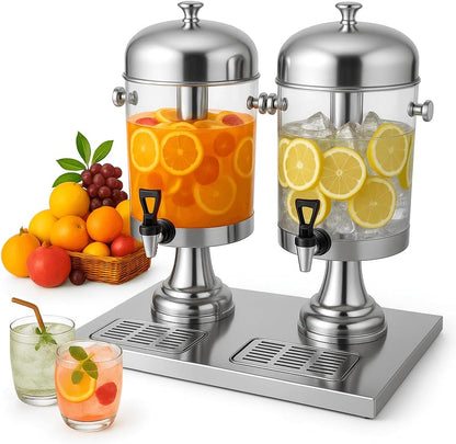4.4 Gallon Beverage Dispenser with Ice Core | Stainless steel drink dispenser with stand and ice core for cold drinks, juice, lemonade, iced tea, parties, and events.
