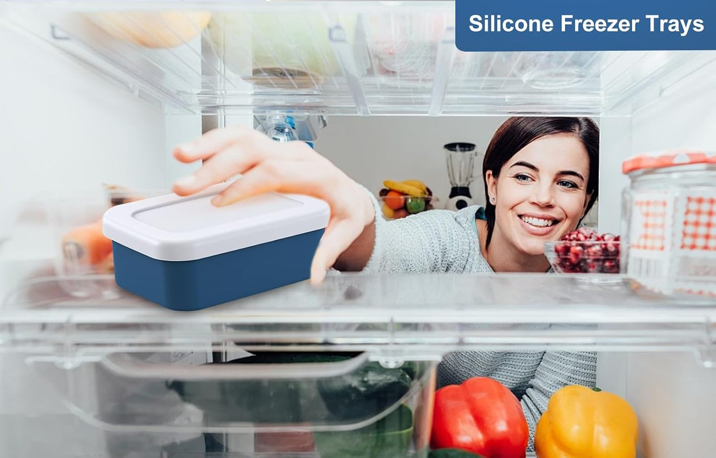 8 PCS 1 Cup Silicone Freezer Molds with Lid, 500ML/17OZ Silicone Soup Freezer Molds Meal Prep Containers Reusable Food Preserving Tray Ice Trays for Soups Sauces Stews (blue, Small)