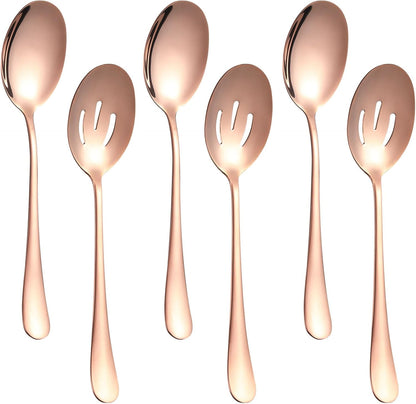 Serving Spoons Set, 8.7 Inch Serving Spoon, Slotted Spoons, Gold