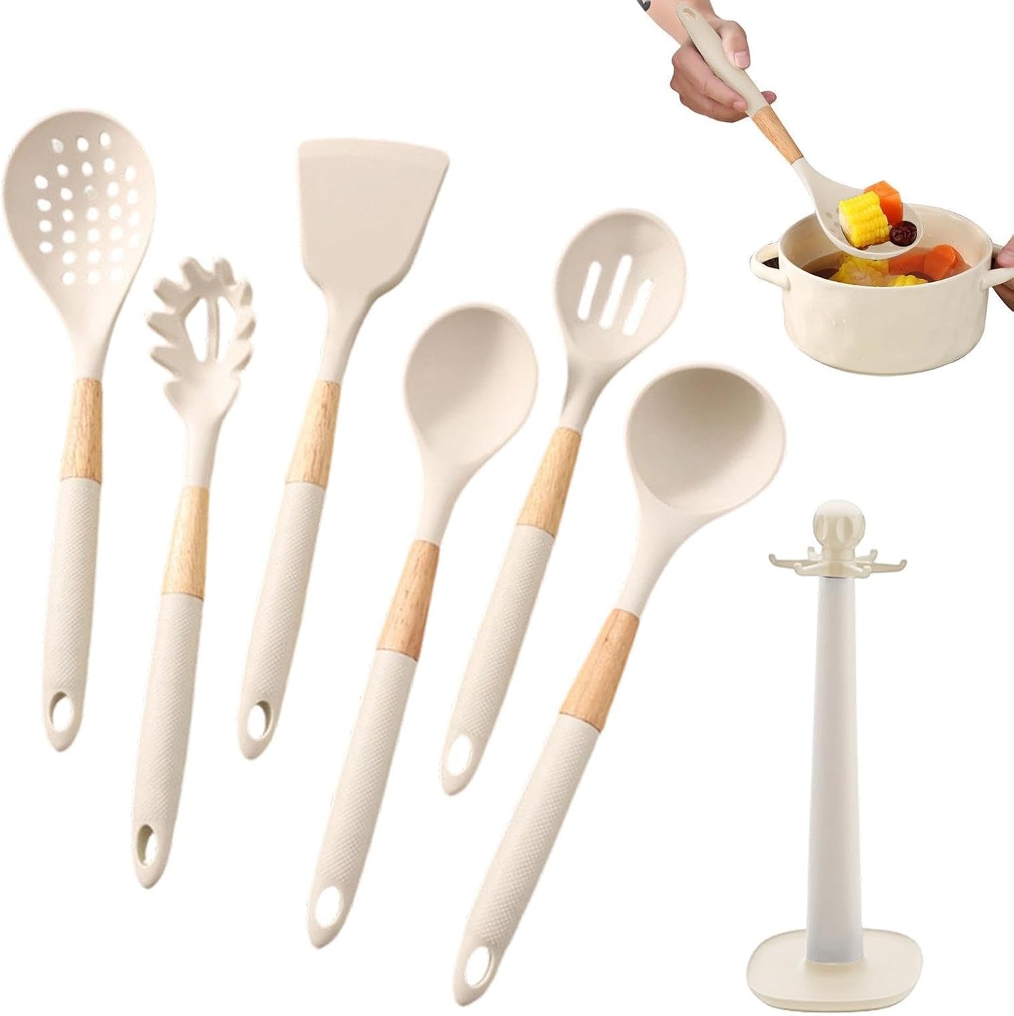 Cooking Utensils Set, With Holder, 1set, Silicone Kitchen Utensils Set, Silicone Spatulas, Food Grade Non Stick Coating Design, For Home Restaurant Camping