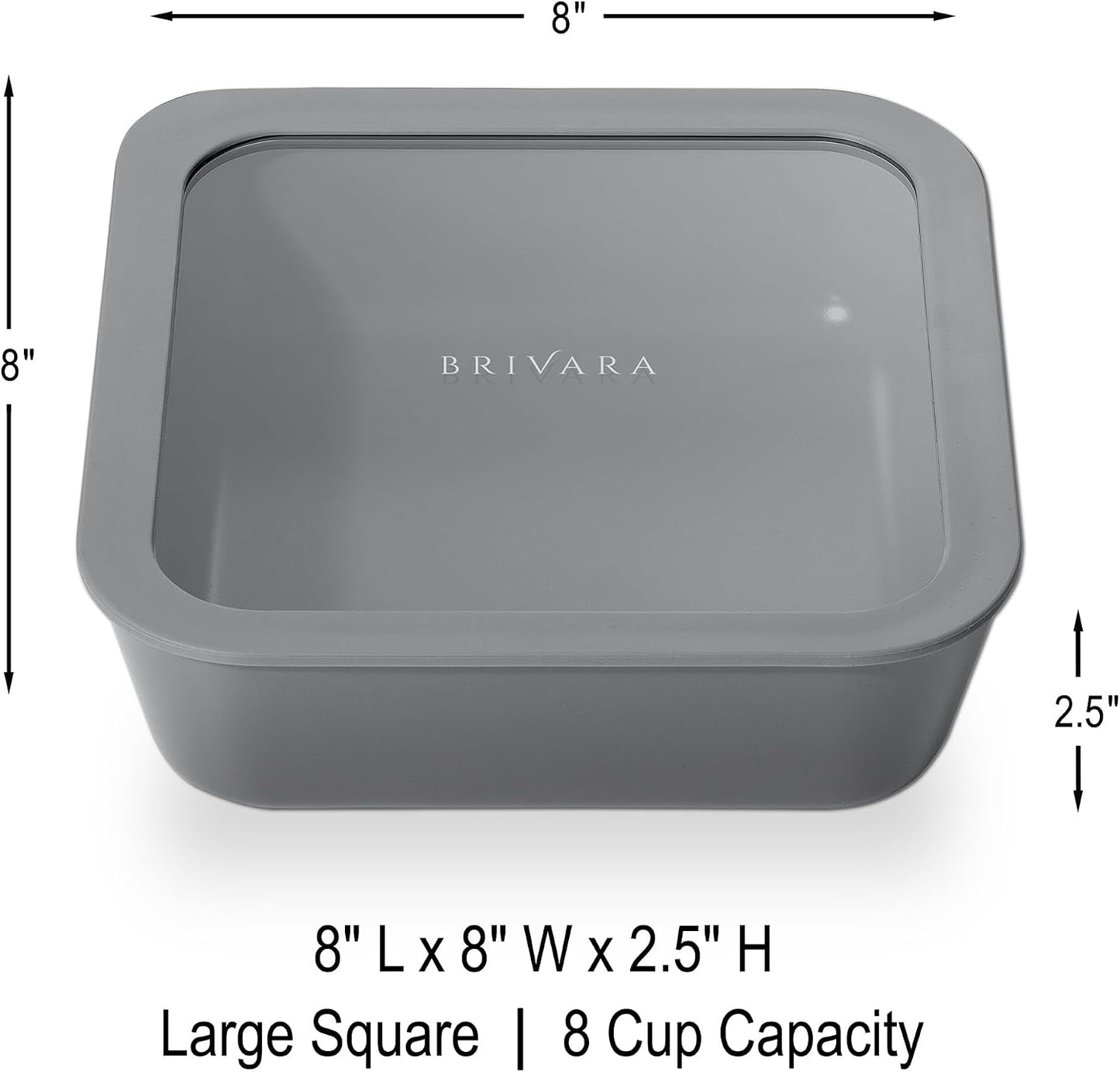 Ceramic Coated Glass Food Storage Container | No PTFE, PFOA, PFAS, and BPA | Reusable Non Toxic Meal Prep Container with Glass Lid | Easy To Store | 3 Cup Rectangle [Onyx]