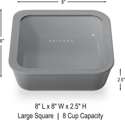 Ceramic Coated Glass Food Storage Container | No PTFE, PFOA, PFAS, and BPA | Reusable Non Toxic Meal Prep Container with Glass Lid | Easy To Store | 3 Cup Rectangle [Onyx]