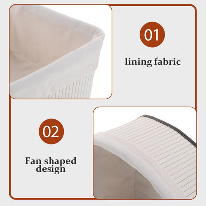 Corner Triangle Storage Basket for Shelves: Bamboo Woven Triangle Storage Bin with Removable Liner, 90 Degree Fan-Shaped Organizer for Kitchen Cabinet, Bathroom, Pantry, Closet, 10x6.3"