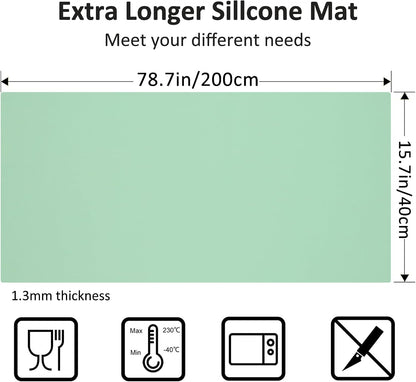 Silicone Mat Heat Resistant Mats for Countertop, Large Silicone Mats for Crafts Kitchen Counter Workbench Table protector, Size 36x24 inches Thick 2mm,Rolled Package,Light Blue
