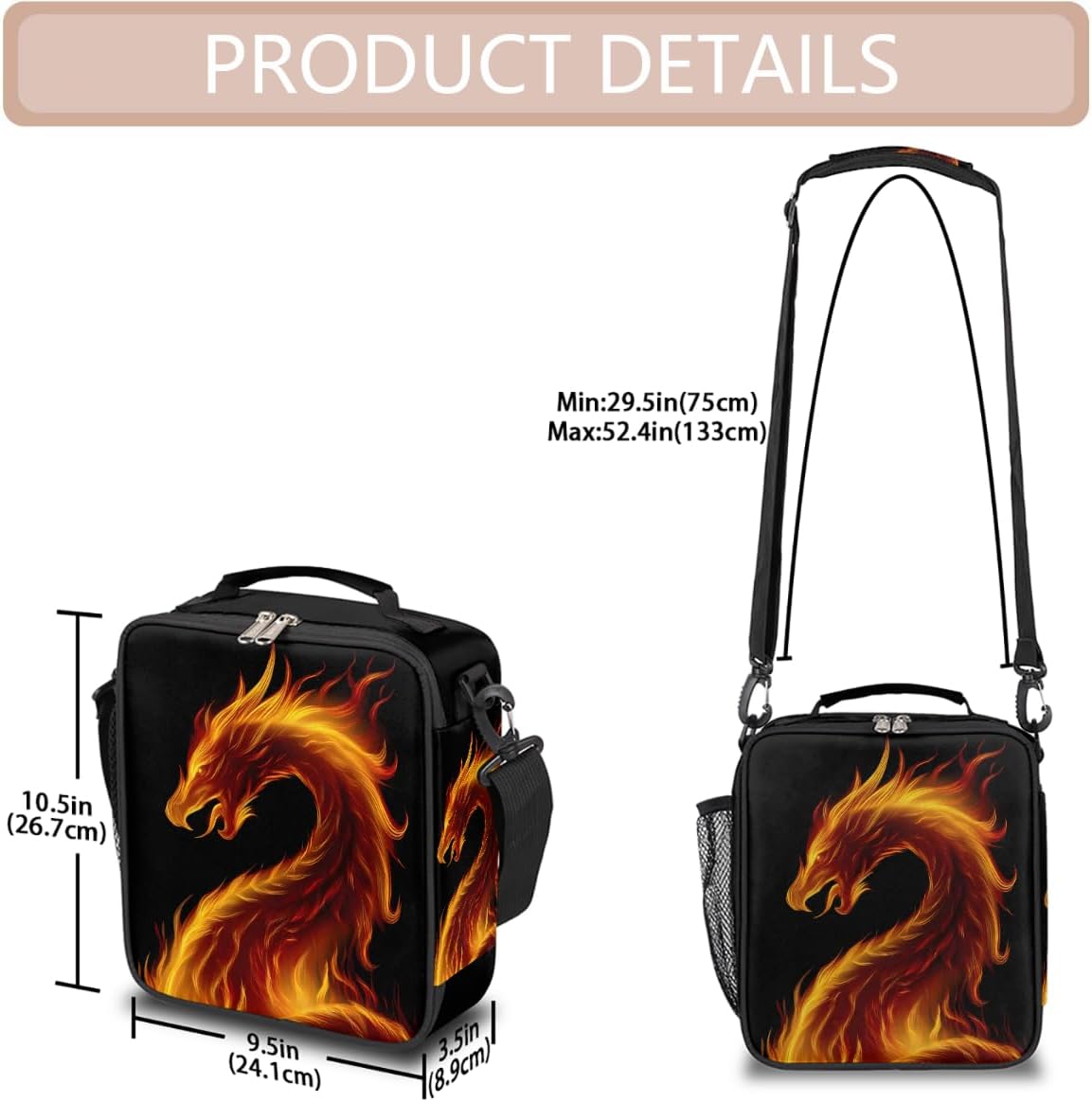 cfpolar Skull Skateboard Lunch Box for Boys Girls, Insulated Lunch Bags for Kids Reusable Mini Cooler Lunch Tote Lunchbox Thermal Meal Tote Kit with Shoulder Strap for Work School Picnic