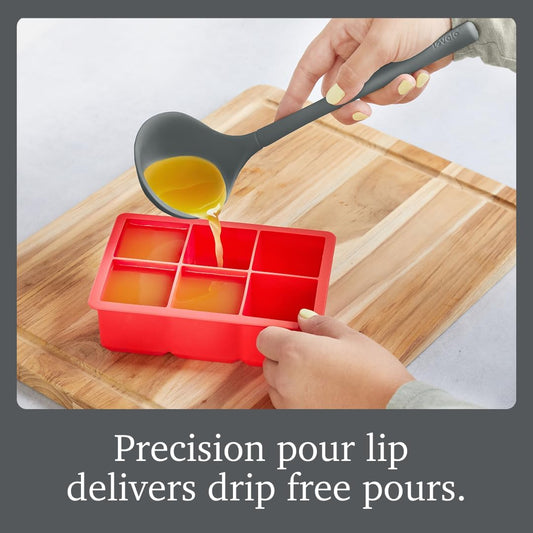 Tovolo Flex Core Small Silicone Ladle Charcoal Gray Heat Safe Silicone Soup Ladle BPA Free, Dishwasher Safe Small Kitchen Ladle with Precision Pour Lip for Serving Sauces Soups Gravies