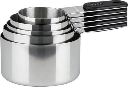 Magnetic Handles 7 Piece Stainless Steel Measuring Cups, Black, Kitchen Gadgets for Measure Liquid and Dry Ingredients, Cooking & Baking