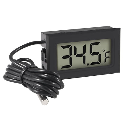 4pcs Digital LCD Thermometer, Fahrenheit Temperature Digital LCD Fridge Thermometer 1M Cable with Probe for Fridge Freezer Refrigerator Aquarium (Black, Fahrenheit)