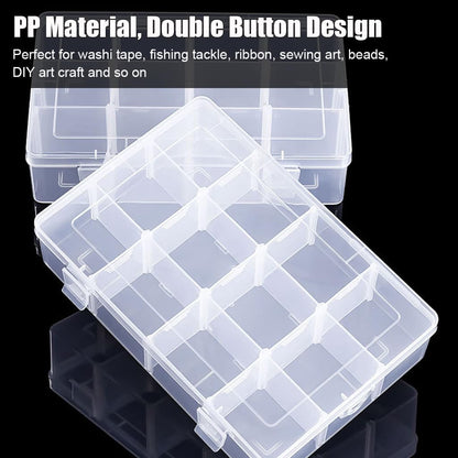 2 Pcs 8 Grids Clear Organizer Box Plastic Storage Container with Adjustable Dividers for Electronics Jewelry Beads Art DIY Crafts Fishing Small Parts