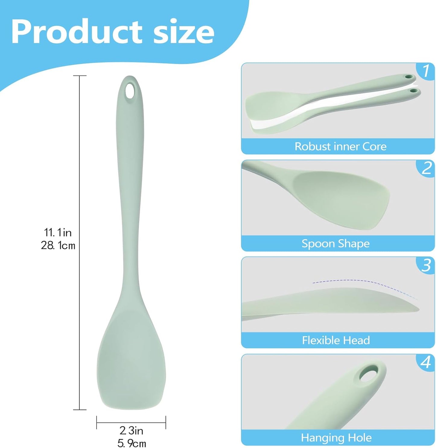Mini Silicone Spatula Spoon Set, 4-Piece Rubber Spoonula for Kitchen Utensils, Spatulas Silicone Heat Resistant, Non-Stick Flexible Scrapers & Spoons for Baking, Cooking, Mixing, Cake