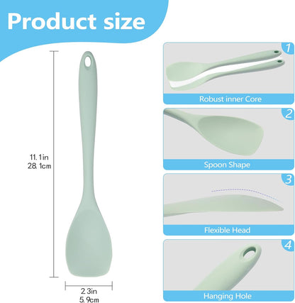 Mini Silicone Spatula Spoon Set, 4-Piece Rubber Spoonula for Kitchen Utensils, Spatulas Silicone Heat Resistant, Non-Stick Flexible Scrapers & Spoons for Baking, Cooking, Mixing, Cake