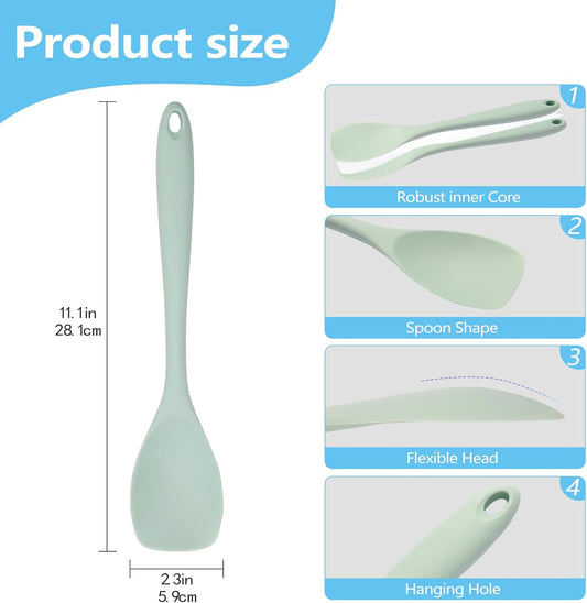 Mini Silicone Spatula Spoon Set, 4-Piece Rubber Spoonula for Kitchen Utensils, Spatulas Silicone Heat Resistant, Non-Stick Flexible Scrapers & Spoons for Baking, Cooking, Mixing, Cake