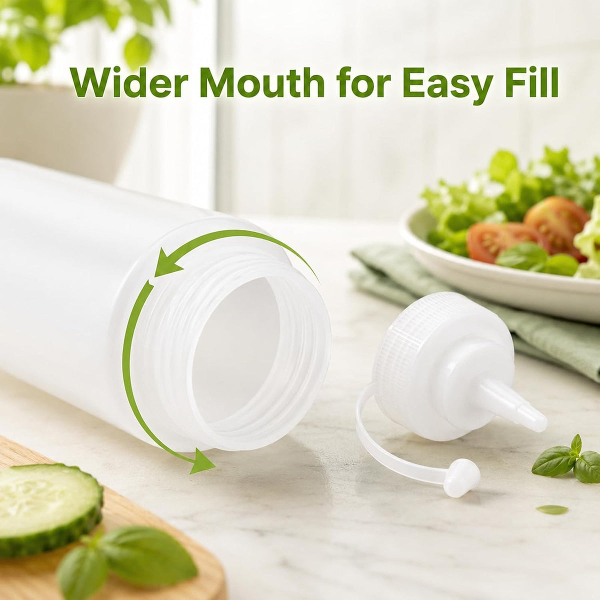 3PCS 12oz Squeeze Bottles for Sauces, Condiment Squeeze Bottles