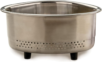 RSVP International Endurance® In-Sink Mesh Colander Strainer Basket, 3 Quart | Organize Sponges, Collect Food Scraps | Dishwasher Safe | Small Corner Basket | Steaming, Draining & Rinsing