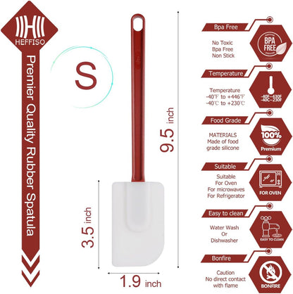 3 PCS Commercial Grade Heat Resistant Silicone Spatulas, 9.5-Inch Rubber Spatulas for Baking, Nonstick & BPA-Free