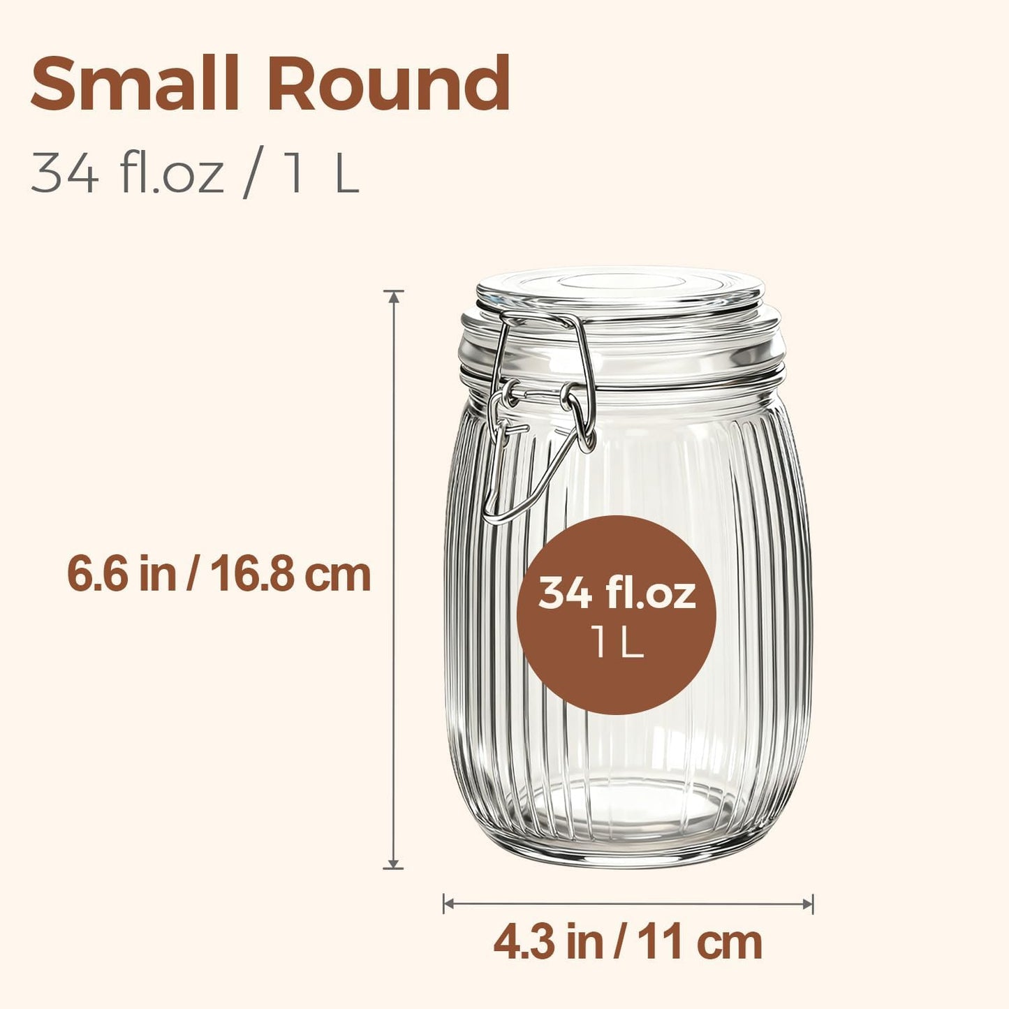 ComSaf 6-Pack 17oz Short Glass Jars for Drawers, Small Airtight Food Canisters for Spices, Nuts & Kids Snacks, Pint Sized Canning Jar Set for Jams, Pickles & Pantry Organization