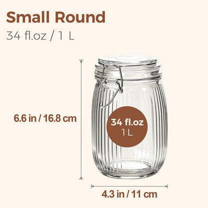 ComSaf 6-Pack 17oz Short Glass Jars for Drawers, Small Airtight Food Canisters for Spices, Nuts & Kids Snacks, Pint Sized Canning Jar Set for Jams, Pickles & Pantry Organization