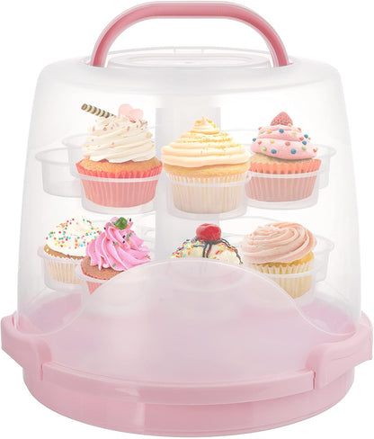 Dicunoy 24 Cupcake Carrier for Transport, 3 Tier Tall Cake Carrier Holder with Handle, Portable Desserts Storage Transporter Container Box with Lid for Pie, Cookies, Christmas, Thanks Giving Day