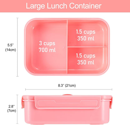 Caperci Classic Bento Box Adult Lunch Box for Older Kids - Leakpoof 47 oz 3-Compartment Lunch Containers for Adults and Teens, Built-in Utensil Set, Ideal for On-the-Go Balanced Eating,Khaki Green