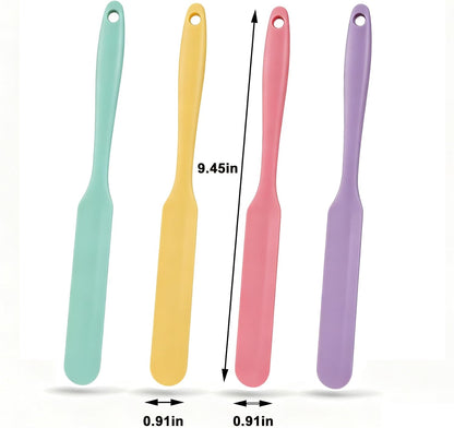 Silicone Jar Spatula Set, 4 Pcs Long Handle Sourdough Scraper Tools
