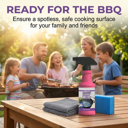 Heavy Duty Grill Degreaser Spray, 2026 Upgrade Heavy Duty Grill Grease Eraser Spray with Cloth Sponge Scrubber Set,Remove Stubborn Grease Smoky Stains Outdoor BBQ Smoker Grates (2)